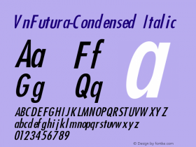 VnFutura Condensed Italic 001.003 Font Sample