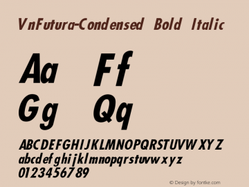 VnFutura Condensed Bold Italic 001.003 Font Sample