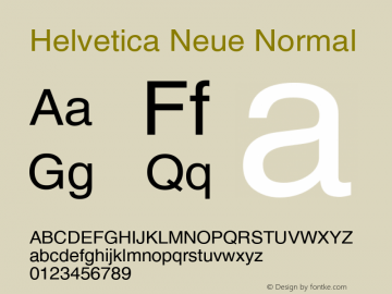 Helvetica Neue Normal Version 1.00 March 30, 1999, initial release Font Sample
