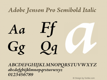 Adobe Jenson Pro Lt Bold Italic OTF 1.013;PS 001.000;Core 1.0.27;makeotf.lib(1.11)图片样张