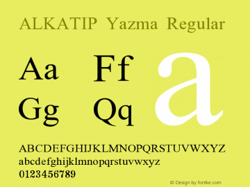 ALKATIP Yazma Version 5.00 August 12, 2015 Font Sample