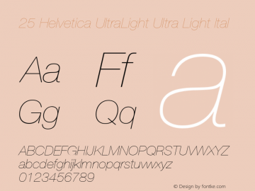 25 Helvetica UltraLight Ultra Light Ital:001.100 001.100图片样张