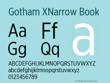 GothamXNarrow-Book Version 2.200; Pro Font Sample