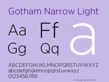 GothamNarrow-Light Version 2.200; Font Sample