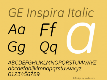 GE Inspira Italic Version 1.10 Font Sample