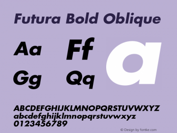 Futura-BoldOblique Version 001.001 Font Sample