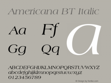 Americana BT Italic mfgpctt-v1.53 Tuesday, February 2, 1993 3:27:51 pm (EST)图片样张