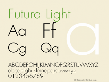 Futura-Light Version 001.000 Font Sample