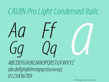 CAIJIN Pro Light Condensed Italic Version 2.006;PS 002.000;Core 1.0.38;makeotf.lib1.6.6565 Font Sample
