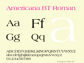 Americana BT Roman mfgpctt-v1.53 Tuesday, February 2, 1993 3:23:54 pm (EST)图片样张