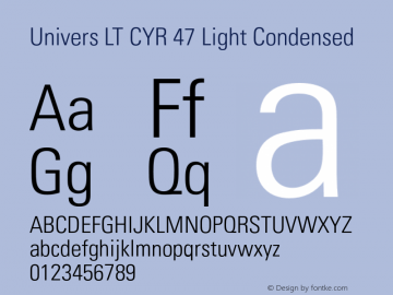 UniversLTCYR-47LightCond Version 1.00 Font Sample