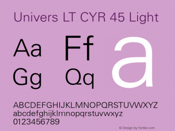 UniversLTCYR-45Light Version 1.00 Font Sample