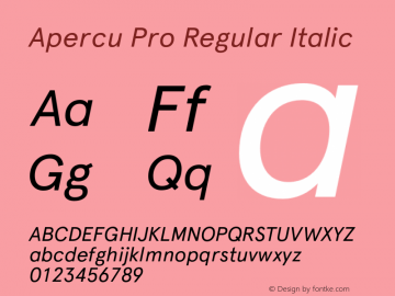 ApercuPro-RegularItalic Version 1.000图片样张