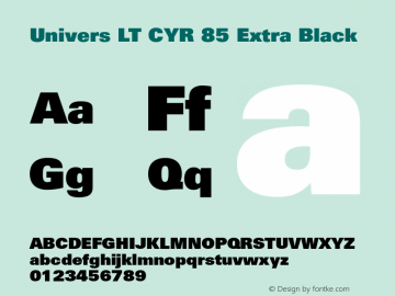 UniversLTCYR-85XBlack Version 1.00 Font Sample