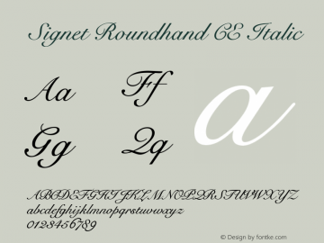 Signet Roundhand CE Italic Version 1.0: Latin 1, 2 & 5. Font Sample