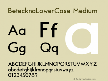 BetecknaLowerCase Version Font Sample