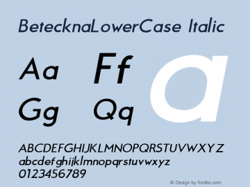 BetecknaLowerCase Version Font Sample