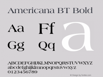 Americana BT Bold Version 2.001 mfgpctt 4.4 Font Sample
