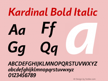 Kardinal Bold Italic Version 1.000;PS 001.000;hotconv 1.0.88;makeotf.lib2.5.64775 Font Sample