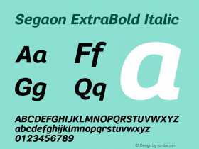 Segaon ExtraBold Italic Version 1.000图片样张