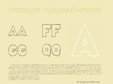 Ponderous-CondensedOutline Version 001.001 Font Sample
