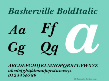 Baskerville Bold Italic Version 003.001图片样张