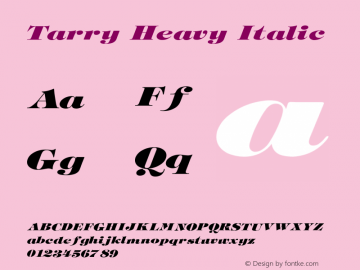 Tarry Heavy Italic V1.00 Font Sample