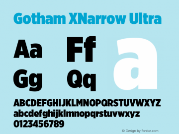 GothamXNarrow-Ultra Version 2.200; Font Sample