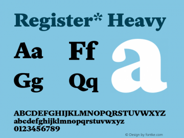 RegisterHeavy Version 7.007;PS 7.7;hotconv 1.0.88;makeotf.lib2.5.647800 Font Sample