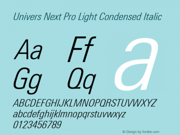 Univers Next Pro Light Condensed Italic Version 1.00图片样张