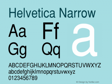 Helvetica-Narrow Version 001.004 Font Sample