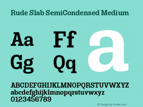 Rude Slab SemiCondensed Medium Version 1.000 Font Sample