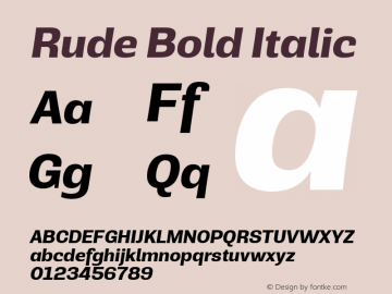 Rude-BoldItalic Version 1.000 Font Sample