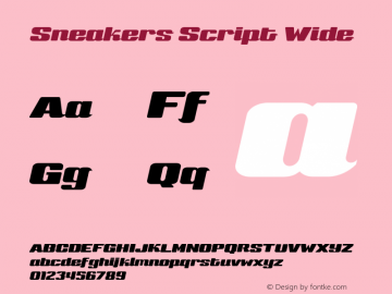 SneakersScript-Wide Version 2.000 2006 initial release Font Sample
