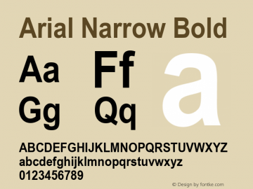 Arial Narrow Bold Version 1.00 Font Sample