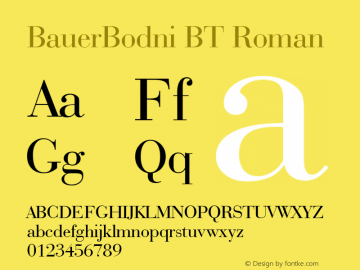 BauerBodni BT Roman mfgpctt-v4.4 Dec 10 1998 Font Sample