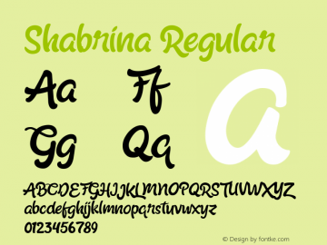 Shabrina Version 1.000 Font Sample