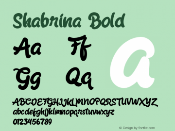 Shabrina Bold Version 1.000 Font Sample