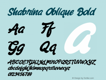 Shabrina Oblique Bold Version 1.000 Font Sample