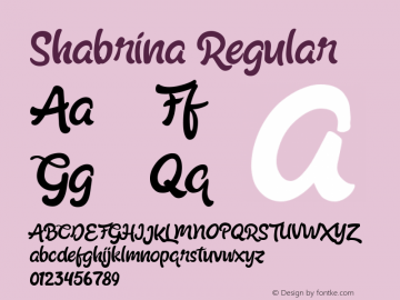 Shabrina Regular Version 1.000 Font Sample