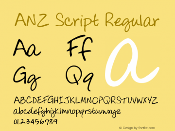 ANZScript Version 2.000 Font Sample