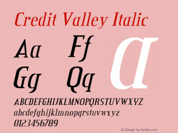 Credit Valley Italic Version 1.0; 2000; initial release图片样张