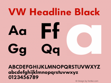 VWHeadline-Black Version 001.003; t1 to otf conv Font Sample