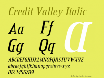 Credit Valley Italic Version 1.01 2003图片样张