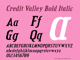 Credit Valley Bold Italic OTF 3.000;PS 001.001;Core 1.0.29 Font Sample