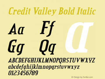 Credit Valley Bold Italic OTF 3.000;PS 001.001;Core 1.0.29 Font Sample