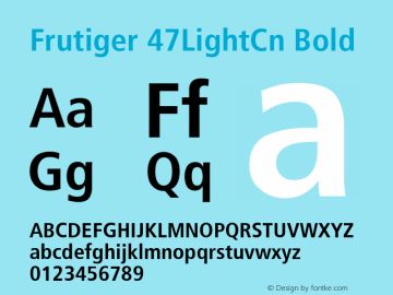 Frutiger 67 Bold Condensed 1999; 2.0, initial release Font Sample