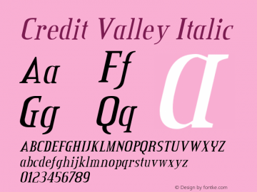 Credit Valley Italic OTF 3.000;PS 001.001;Core 1.0.29图片样张