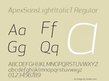 ApexSansLightItalicT 003.000 Font Sample