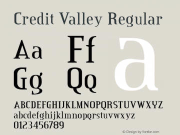 Credit Valley Regular Version 3.001 Font Sample